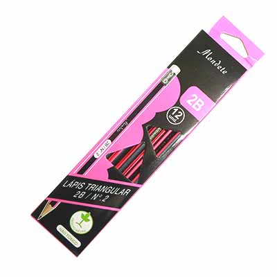Mondete Pencil 2B with Eraser 12 Pieces